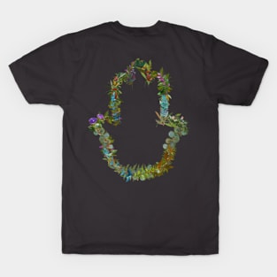 Hamsa Silhouette Made with Watercolor Branches T-Shirt